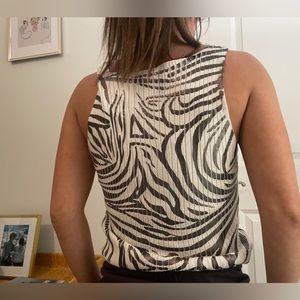Topshop Metallic Cheetah Ribbed Zebra Tank